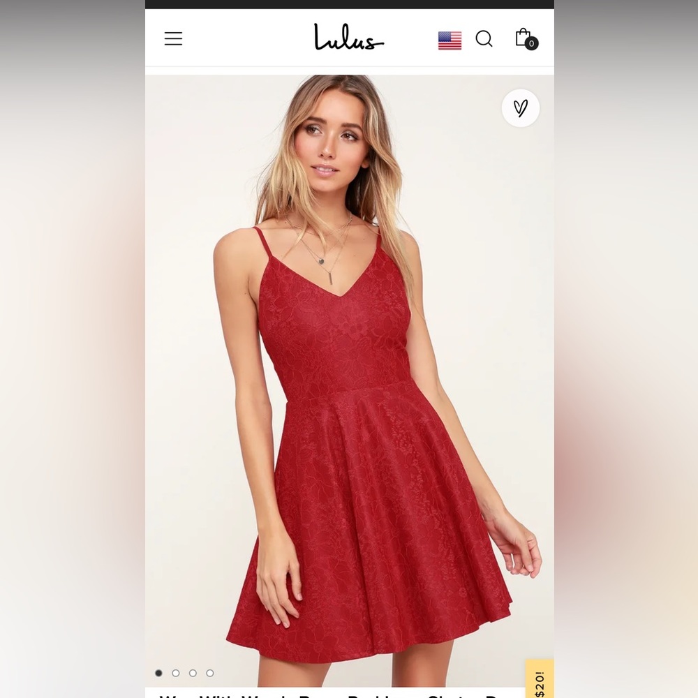 Way With Words Berry Red Lace Skater Dress
